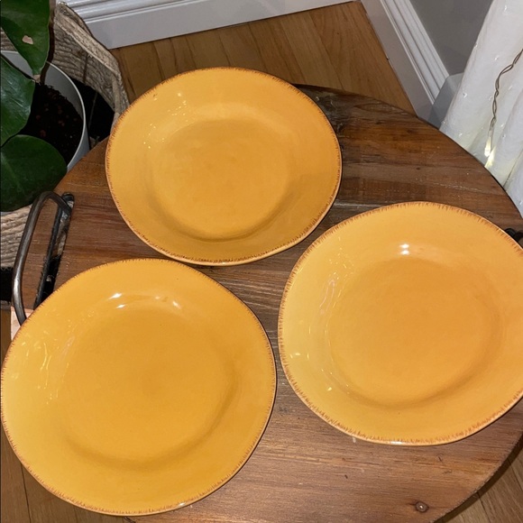 PIER ONE Harvest Gold Set of 3 dinner and 3 cake plates! Heavy quality dishes - Picture 7 of 14